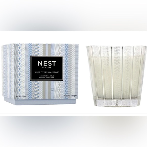 New in box! Nest blue cypress and snow 3 wick candle - Picture 1 of 6